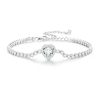 S925 Sterling Silver Sparkling White Gold Plated Heart Zirconia Bracelet