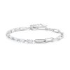 Sterling Silver S925 Simple Round Ring White Gold Plated Zircon Bracelet