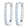 Sterling Silver Simple Geometric Square White Gold Plated Opal Nanite Earrings