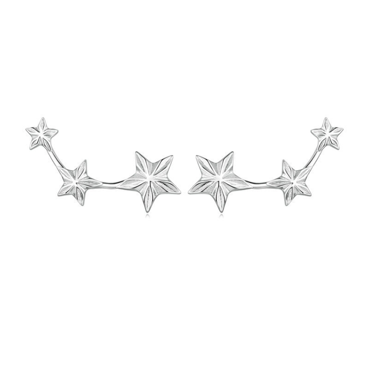 Sterling Silver S925 White Gold Plated Star Earrings