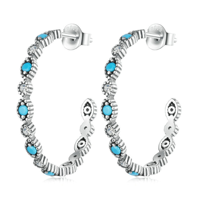 Sterling Silver S925 Devil Eye Sparkling Zirconia Earrings