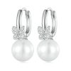 Sterling Silver S925 Butterfly Shell Beads White Gold Plated Zirconia Earrings