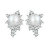 Sterling Silver S925 White Gold Plated Zirconia Bead Earrings