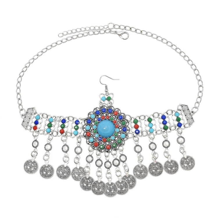 Retro Headdress Personalized Tassel Coin Colored Beads Hair Band