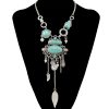 Exaggerated Openwork Pattern With Turquoise Alloy Stones Necklace