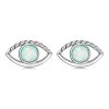Sterling Silver S925 Opal Hollow Devil Eye Stud Earrings