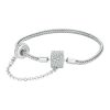 Sterling Silver S925 White Gold Plated Zircon Cylinder Buckle Bracelet