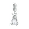 S925 Sterling Silver Rabbit Holding Pearl Bracelet Platinum Plated Beads