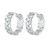 Sterling Silver S925 Hollow Braided Rope Plated Platinum Earrings
