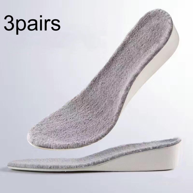 3pairs Winter Velvet Insoles Warm Inner Height Increase Insoles, Series 2