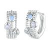 Sterling Silver S925 Peas Platinum Zircon Opal Earrings
