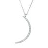 Sterling Silver S925 White Gold Plated Zircon Crescent Pendant Necklace