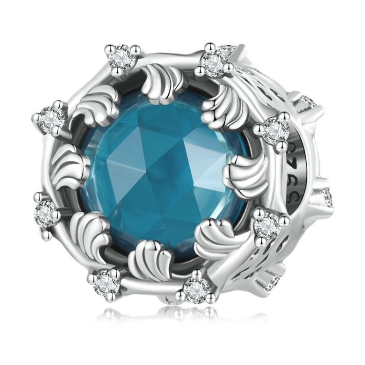 Sterling Silver S925 Sea Wave Flower Zircon Bracelet Beads