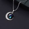 Luminous Zodiac Moon Titanium Steel Necklace Personalized Moon Pendant