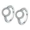 2 PCS Alloy Lucky Circle Diamond Halo Rings