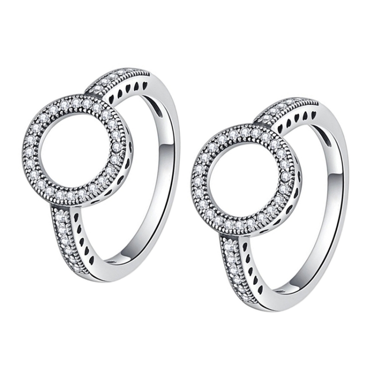 2 PCS Alloy Lucky Circle Diamond Halo Rings