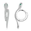 Sterling Silver S925 White Gold Plated Zircon Snake Earrings