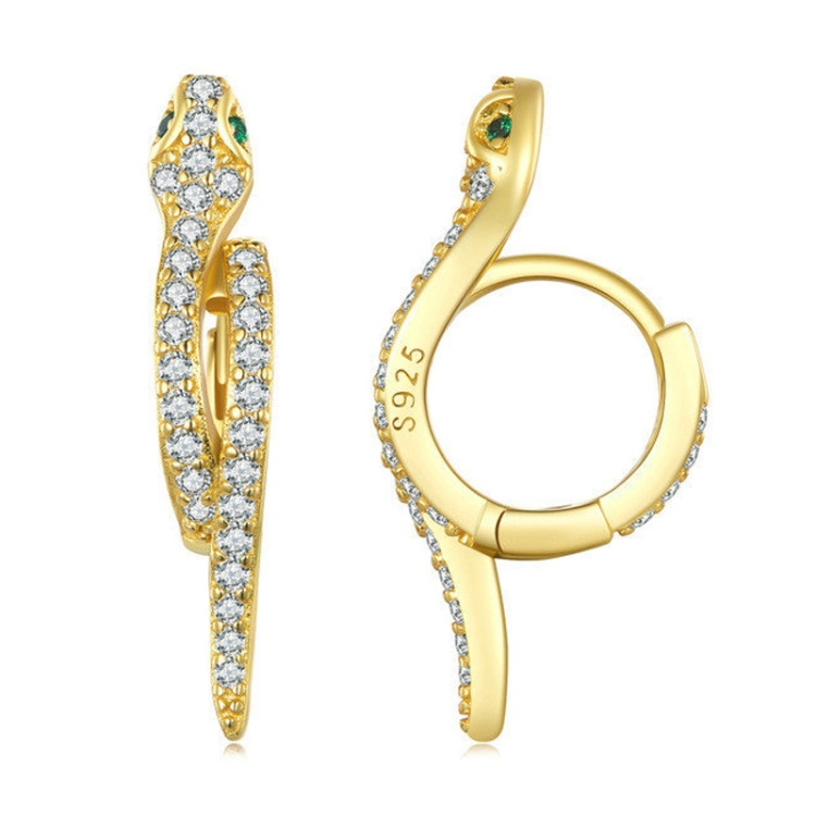 BSE669 Sterling Silver S925 White Gold Plated Zircon Snake Earrings