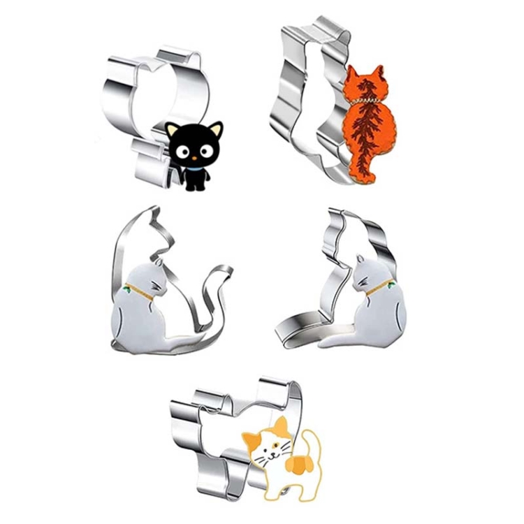 5pcs Cat Cookie Mold Stainless Steel DIY Baking Utensils