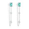 S925 Platinum Plated Sterling Silver Irregular Long Chain Stud Earrings