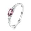 Sterling Silver S925 Zircon Ring Platinum Plated Ring