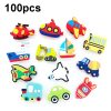 100pcs PVC Drip Cartoon Transportation Cave Shoes Buckle Hand Ring Decorative Accessories