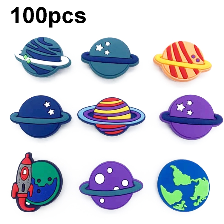 100pcs Cave Shoes DIY Accessories Removable Cartoon Planet Class Shoe Buckle