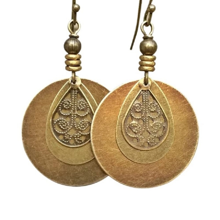 Bohemian Vintage Ethnic Antique Circle Engraved Earrings