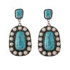 925 Antique Silver Plated Turquoise Earrings