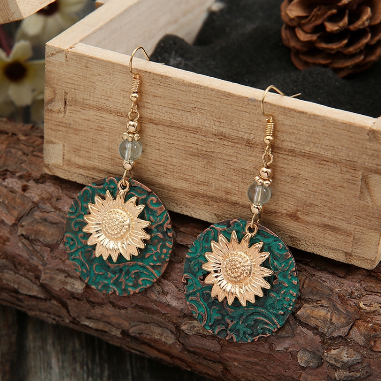 Vintage Bohemian Two Layer Sunflower Vintage Earrings