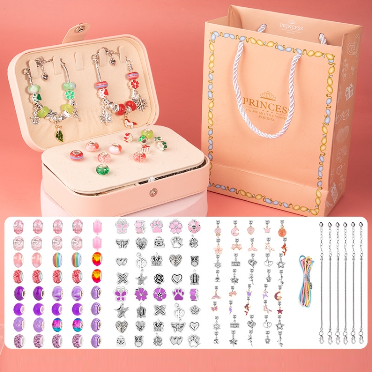 Children DIY Beaded Bracelet Double Layer Jewelry Box Set