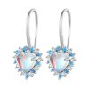 Sterling Silver S925 Heart Moonstone Platinum Plated Earrings