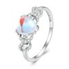 Sterling Silver S925 Heart Moonstone Ring