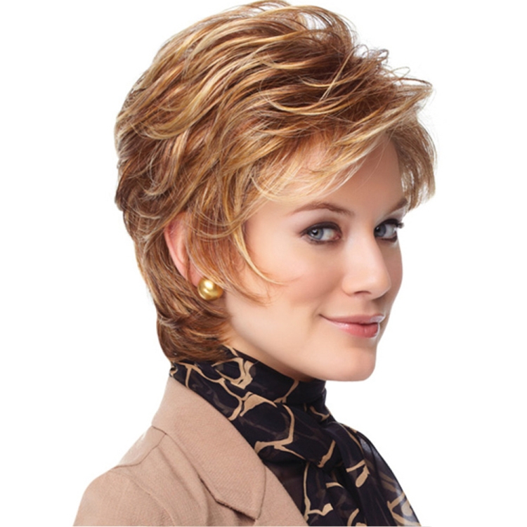 WIG-181 Ladies Short Curly Hair High Temperature Silk Wig Chemical Fiber Headgear
