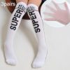 3pairs Spring And Autumn Student Children Skin-Friendly Alphabet Mesh Long Cotton Socks