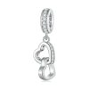 Sterling Silver S925 Interlocking Love Platinum Zircon Heart Shape Pendant