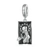 Sterling Silver S925 Tarot Card Pendant Bracelet Black Gold Plated Retro Pendant