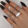 10pcs/set Multi-Metal Twisted Pearl Hollow Open Ring