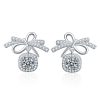 XEA001 925 Silver Bow Earrings Simple Silver Needle Earrings