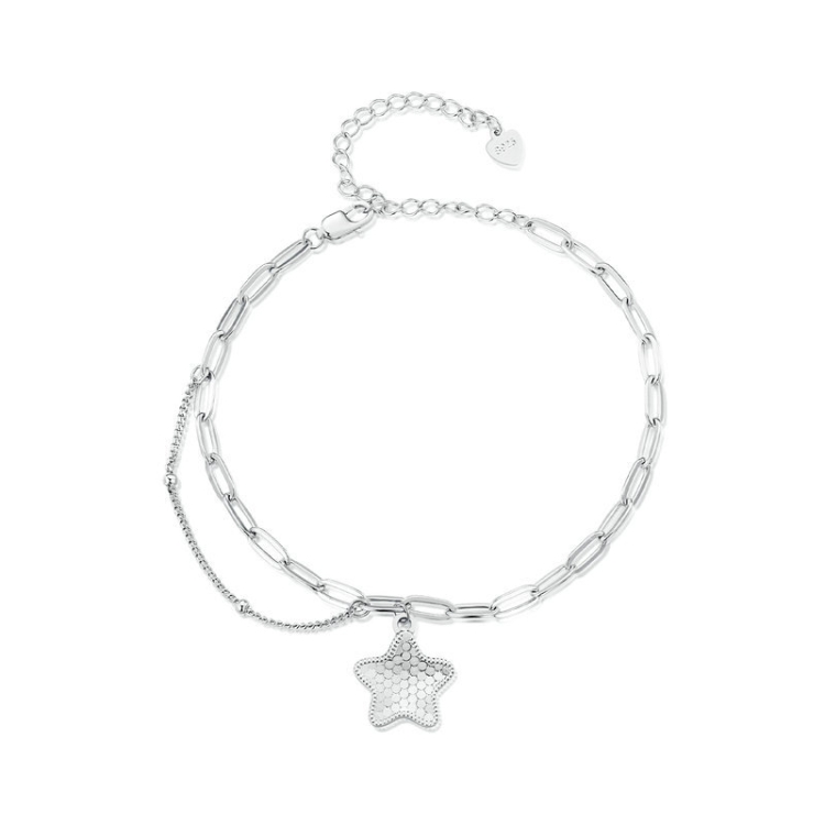 BSB137 925 Sterling Silver Sparkling Star Bracelet
