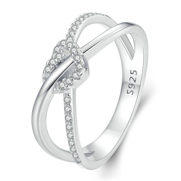 S925 Sterling Silver Plated Gold Heart-Shaped Wrap Double-Layer Rings