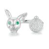 Sterling Silver S925 White Gold Plated Rabbit Clock Opening Adjustable Ring