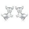 Sterling Silver S925 Platinum Plated Cute Chihuahua Dog Earrings