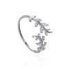 Willow Leaf Opening Sterling Silver Simple Zirconia Tree Branch Ring Bracelet