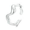 Sterling Silver S925 Simple Wavy Opening Adjustable Ring