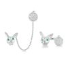 Sterling Silver Rabbit Clock Stud Earrings Ring Set