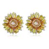 S925 Sterling Silver Plated Yellow Sunflower Stud Earrings