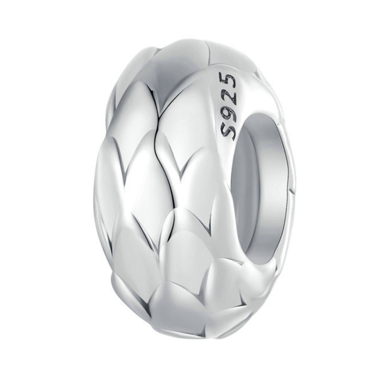 Feather Textured Spacer Beads S925 Sterling Silver Bracelet Necklace DIY Beads