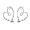 S925 Sterling Silver Plated Platinum Wrap Heart Stud Earrings