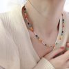 Colorful Beaded Smiley Necklace Womens Clavicle Chain